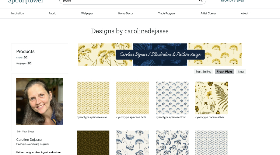 Mes motifs s’installent sur Spoonflower !